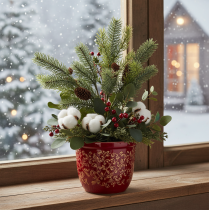 Prodotto Ramo di abete artificiale con decorazione a pigna, 41 cm