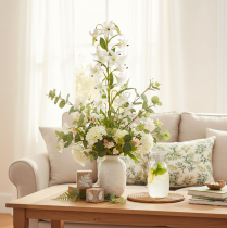 Prodotto Giglio bianco artificiale con lungo ramo fiorito, decorativo, 80 cm