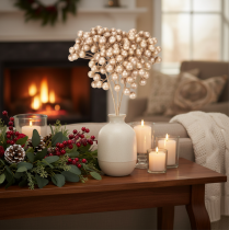 Prodotto Ramo di bacche artificiali, decorazione color champagne, 28 cm, 3 pezzi