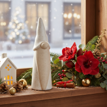 Prodotto Statuetta decorativa a forma di gnomo, in ceramica leggera, stile scandinavo, 18 cm, 3 pezzi