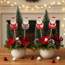 Prodotto Paletti decorativi di Babbo Natale per composizioni floreali e piante in vaso, 31 cm, 12 pezzi