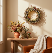 Prodotto Ghirlanda artificiale di eucalipto, decorazione autunnale, rotonda, 45 cm