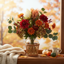 Prodotto Fiore artificiale di Protea Leucadendron con stelo lungo, 65 cm, 3 pezzi
