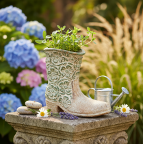 Prodotto Vaso da fiori, stivale da cowboy, pianta, scarpa, motivo floreale vintage, 24 cm