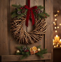 Prodotto Ghirlanda realizzata con ramoscelli naturali, ghirlanda rotonda in rattan per lavori creativi, 35 cm