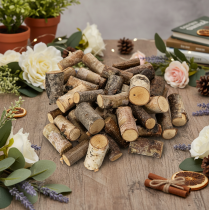 Prodotto Pezzi decorativi in legno di betulla con corteccia per lavori artigianali, 3 cm, 300 g