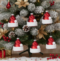 Prodotto Pallina di Natale a forma di cappello di Babbo Natale in vetro, 8 cm, 6 pezzi