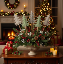 Prodotto Albero di Natale decorativo su bastoncino per vasi e composizioni alte, 45 cm, 6 pezzi