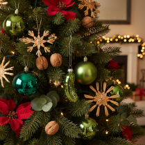 Prodotto Cetriolino di Natale in vetro, decorazione per albero di Natale da appendere, 7 cm, 4 pezzi
