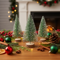 Prodotto Mini alberi di Natale artificiali, decorativi da tavola per Natale, ricoperti di neve, 6 cm, 12 pezzi