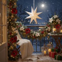 Prodotto Stella LED sospesa con timer, luce bianca calda, per esterni, 38 cm
