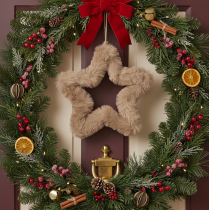Prodotto Stelle decorative da appendere in pelliccia sintetica, 21 cm, 4 pezzi