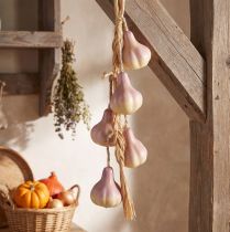 Prodotto Decorazione a forma di aglio da appendere, artificiale, giallo-viola, lunghezza 50 cm