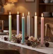Prodotto Candele affusolate tinte, vari colori, 22×240 mm, 12 pezzi