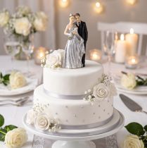 Prodotto Coppia che festeggia l'anniversario di matrimonio d'argento, 10 cm.