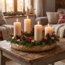 Prodotto Ghirlanda di paglia vuota da 30 cm, set da 2 pezzi per decorazione dell'Avvento, ghirlanda fai da te per porta da 30/6 cm, 2 pezzi