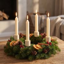 Prodotto Portacandele per candele coniche spesse, metallo, beige, 3,8 x 14 cm, 4 pezzi