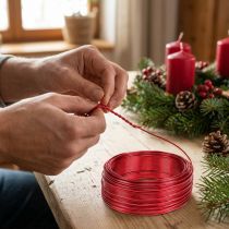 Prodotto Filo di alluminio rosso Ø2mm 500g 60m - Filo per gioielli, filo per artigianato, filo decorativo per fiori e artigianato