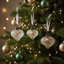 Prodotto Decorazioni natalizie decorazione in vetro cipolla diamante trasparente Ø5,5 cm 9 pz