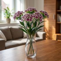 Prodotto Garofano barbuto Fiore artificiale Garofano bianco viola 52 cm