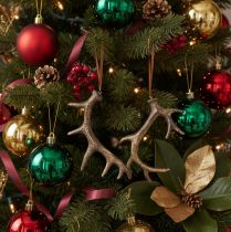 Prodotto Ciondoli decorativi rustici a forma di corna di cervo per parete o albero, 15 cm, 6 pezzi