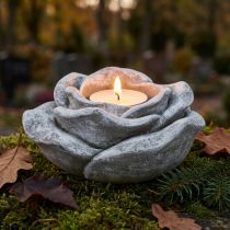 Prodotto Decorazione tombale rosa decorazione da tavolo portacandele grigio bianco Ø14cm H7cm