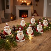 Prodotto Figura di Babbo Natale in ceramica, rossa e bianca, 6,4 cm – Decorazione festiva natalizia – 6 pz