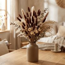 Prodotto Composizione floreale secca, erba decorativa, Lagurus Marrone L20–50cm 25g