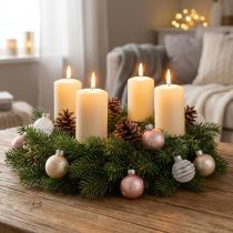 Prodotto Mini palline di Natale panna, rosa, bianco vero vetro Ø3cm 9pz