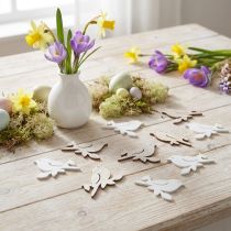 Prodotto Decorazione sparsa in legno decorazione uccello primaverile bianco naturale 4 cm 72 pz