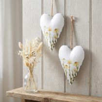 Prodotto Cuori Metallo Bianco da Appendere Stile Country 14×1.5×20cm 2 pz