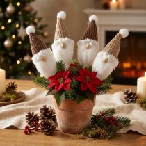 Prodotto Gnomo con spina decorativo Natale bianco marrone 4x11 cm 4 pz