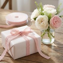 Prodotto Nastro decorativo con nastro decorativo in pizzo all'uncinetto rosa L9mm L20m
