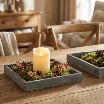 Prodotto Vassoio in legno quadrato grigio, bianco decorazione da tavolo shabby chic 24,5×24,5cm 2 pezzi