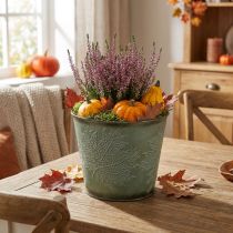 Prodotto Portavasi con decorazione autunnale, decorazione in metallo, fioriera autunnale verde Ø18.5cm H17cm
