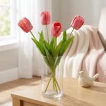 Prodotto Tulipano fiore artificiale rosso, fiore primaverile artificiale arancione H67cm