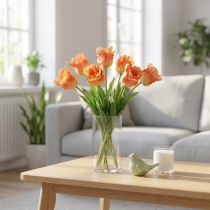 Prodotto Fiore artificiale, tulipano pappagallo arancione, fiore primaverile 63 cm