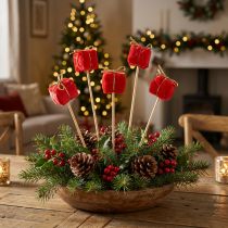Prodotto Spina per fiori Confezione natalizia decorazione rossa 2,5 cm 15 pz