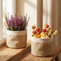 Prodotto Fioriera Cestino in Tessuto di Juta Utensilo Naturale Ø21cm H19cm 3pz