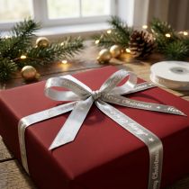 Prodotto Nastro natalizio Nastro Buon Natale Argento Bianco 10mm 20m
