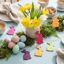 Prodotto Decorazione a dispersione Coniglietti pasquali in legno seduti colorati 2,5 cm x 4 cm 72 pz