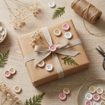 Prodotto Bottoni decorativi per lavori artigianali in legno Ø2cm Crema Rosa Bianco 210 pz