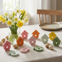 Prodotto Decorazione sparsa per casetta per uccelli, decorazione da tavolo in legno colorata 2,5-3,5 cm 48 pezzi