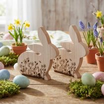 Prodotto Coniglio Seduto in Legno Motivo Floreale Bianco Naturale 24×24 cm 2 pz