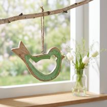 Prodotto Appendino decorativo in legno decorazione uccello verde naturale 15,5x1,5x16 cm