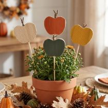 Prodotto Decorazioni floreali autunnali a forma di mela in legno, 5x5,5 cm, 8 pezzi