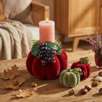 Prodotto Mini decorazioni a forma di zucca, floccate – colori autunnali assortiti, 9,5 cm, 3 pezzi