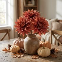 Prodotto Dalie artificiali fiori rosso-marroni Ø15cm L28cm 3 pz