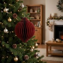 Prodotto Decorazioni natalizie in carta Decorazioni per l'albero di Natale Bordeaux H20cm