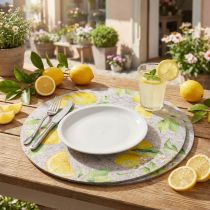 Prodotto Tovagliette rotonde in feltro grigio Summer Lemon 31cm 2 pezzi